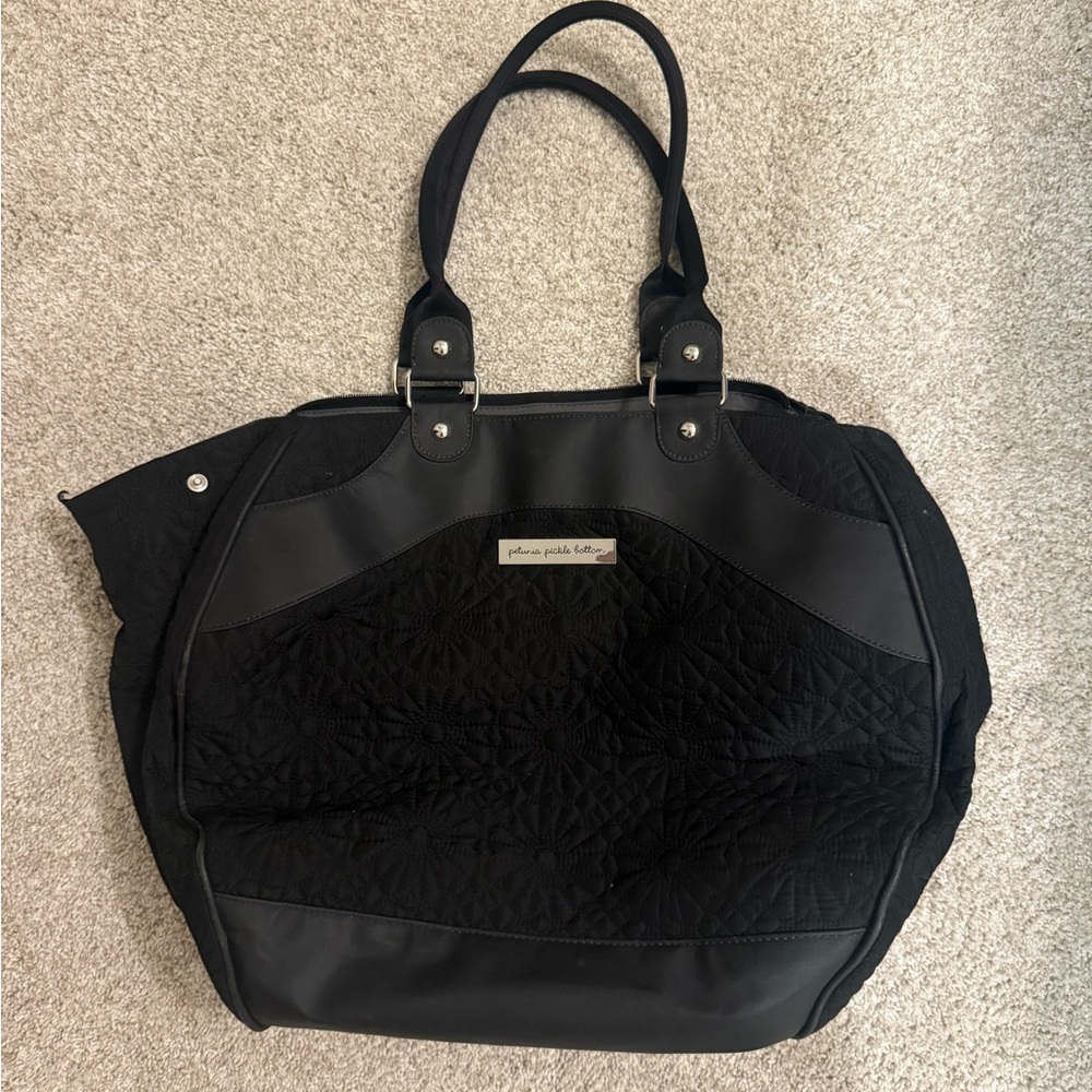 Petunia Pickle Bottom Black Quilted Baby Bag